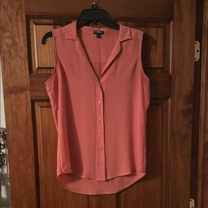 Express Pink Button Down Blouse with Notched Collar